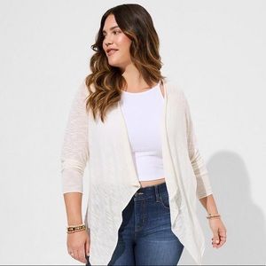 Torrid Size 2 Ivory Slub Drape Front Cardigan